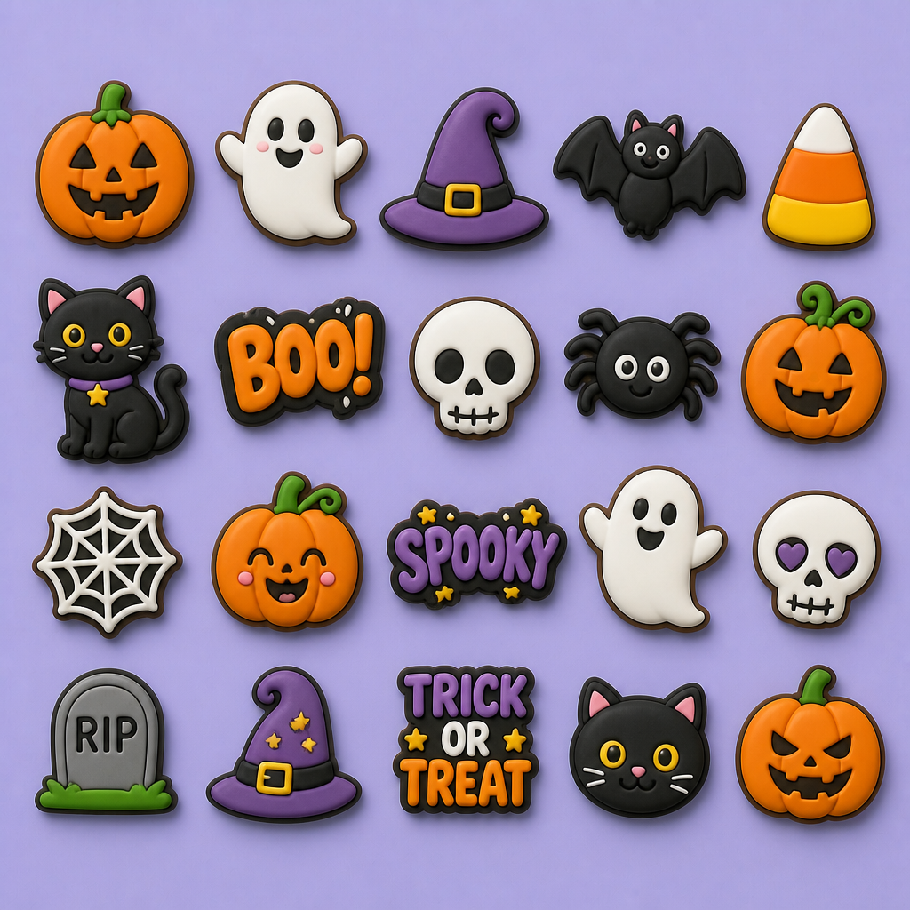 Custom Halloween Clog Charms · 2.5D PVC Pumpkin, Ghost & Witch Hat Shoe Pins Wholesale