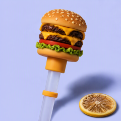 Custom Fast Food & Boba Silicone Straw Covers for Stanley Cup 30 & 40 oz · 3D Burger, Fries & Pizza Straw Toppers Wholesale