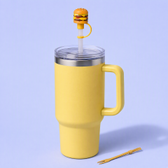 Custom Fast Food & Boba Silicone Straw Covers for Stanley Cup 30 & 40 oz · 3D Burger, Fries & Pizza Straw Toppers Wholesale