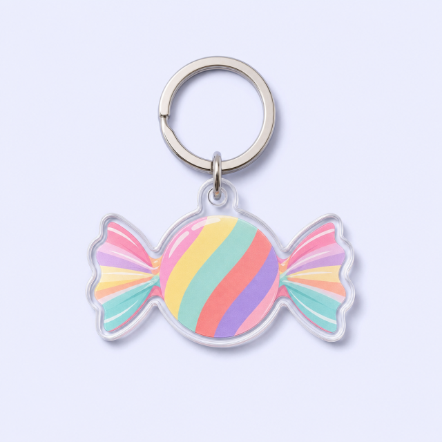 STANDARD GIFTS Custom Flat Acrylic Candy Keychain - Lightweight Printed Sweet Charm Keyring
