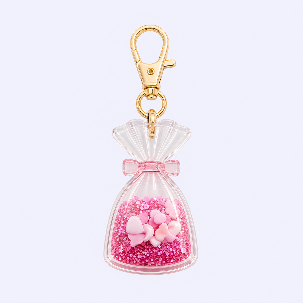 STANDARD GIFTS Custom Candy Wrapper Keychain Cute Clear Acrylic Pouch Shaker Charm for Bag Hanging Wedding Party Favors Low MOQ