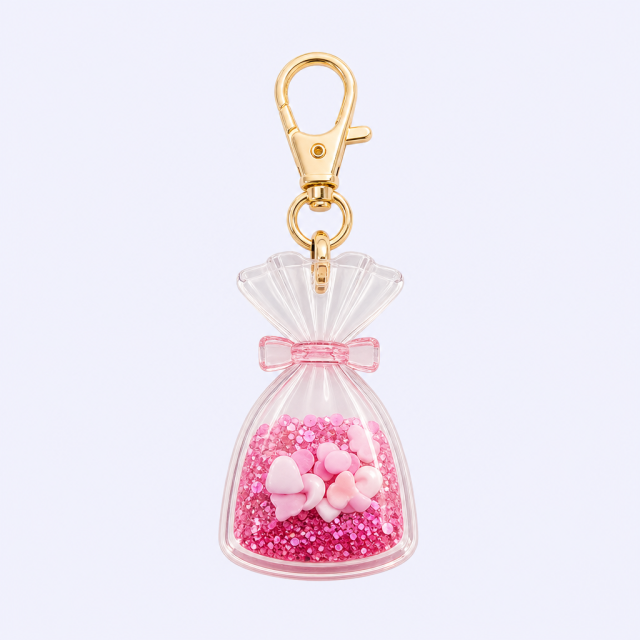 STANDARD GIFTS Custom Candy Wrapper Keychain Cute Clear Acrylic Pouch Shaker Charm for Bag Hanging Wedding Party Favors Low MOQ