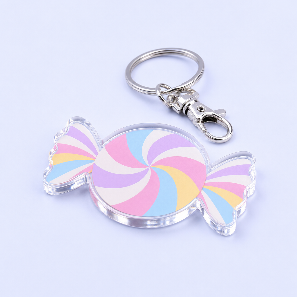 STANDARD GIFTS Custom Flat Acrylic Candy Keychain - Lightweight Printed Sweet Charm Keyring