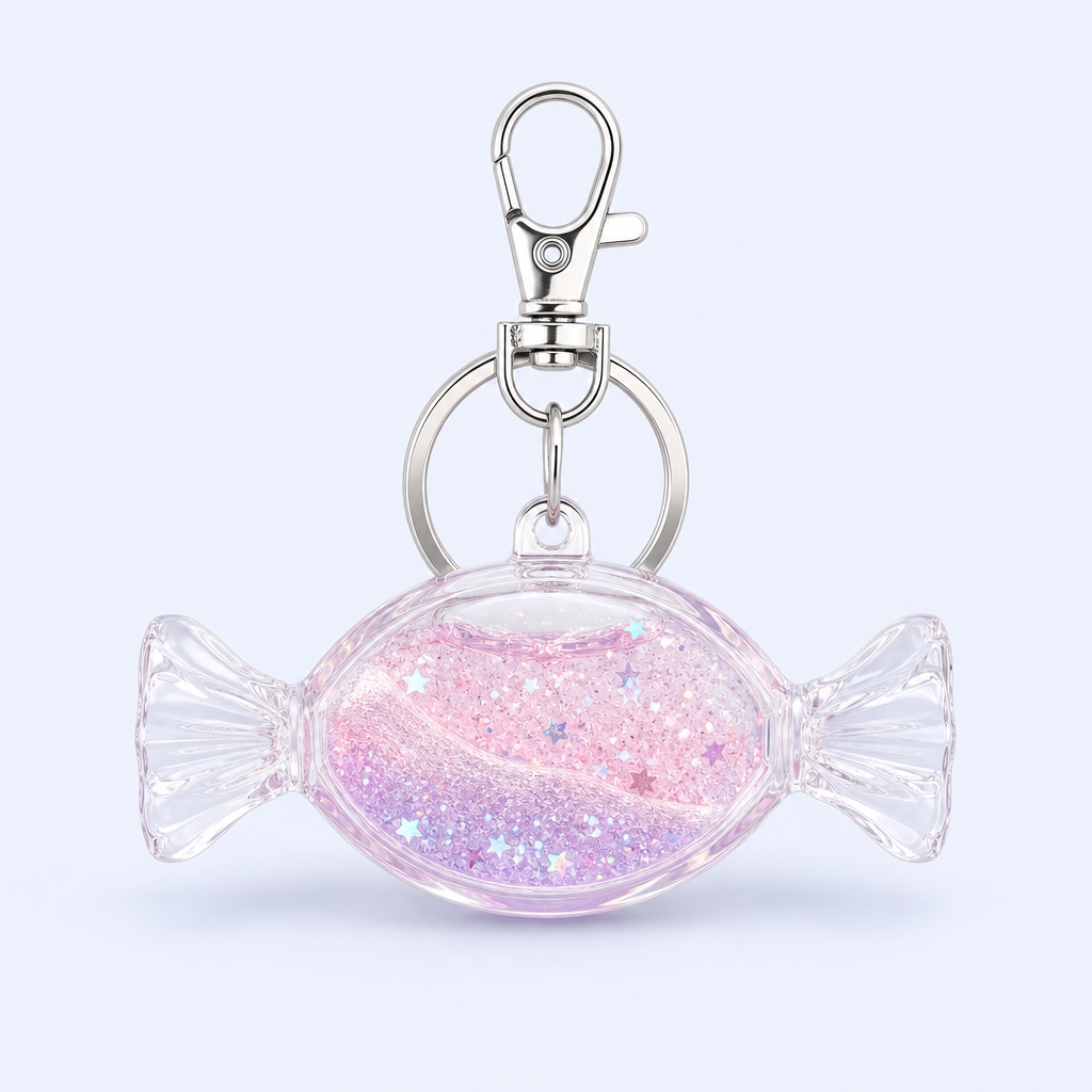 Custom Transparent Liquid Quicksand Candy Keychain - Aesthetic Acrylic Bag Charm - STANDARD GIFTS