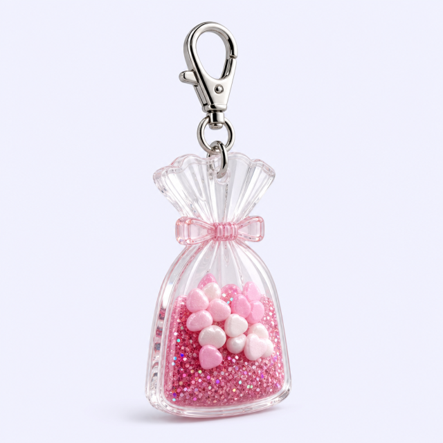 STANDARD GIFTS Custom Candy Wrapper Keychain Cute Clear Acrylic Pouch Shaker Charm for Bag Hanging Wedding Party Favors Low MOQ