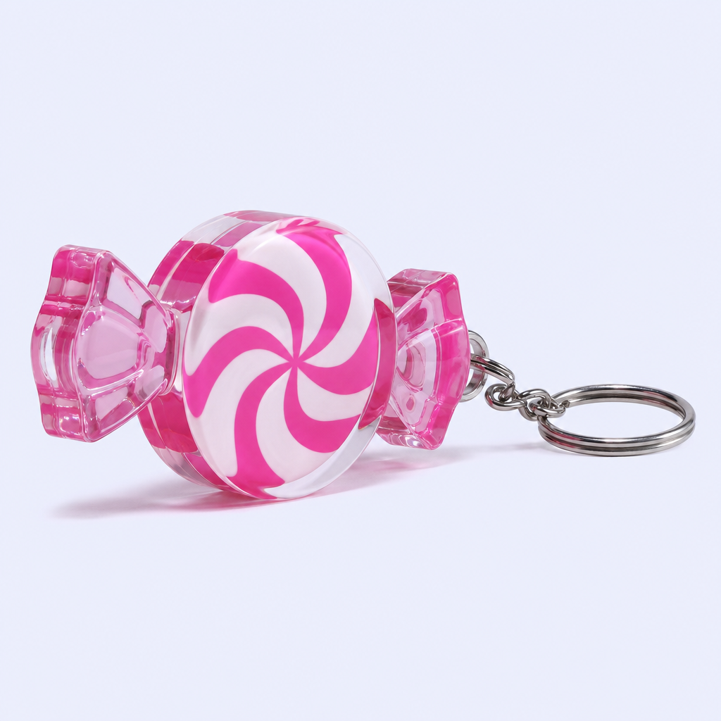 Custom 3D Simulated Candy Shape Acrylic Keychain - Glossy Confectionery Charm with Swivel Clasp by STANDARD GIFTS