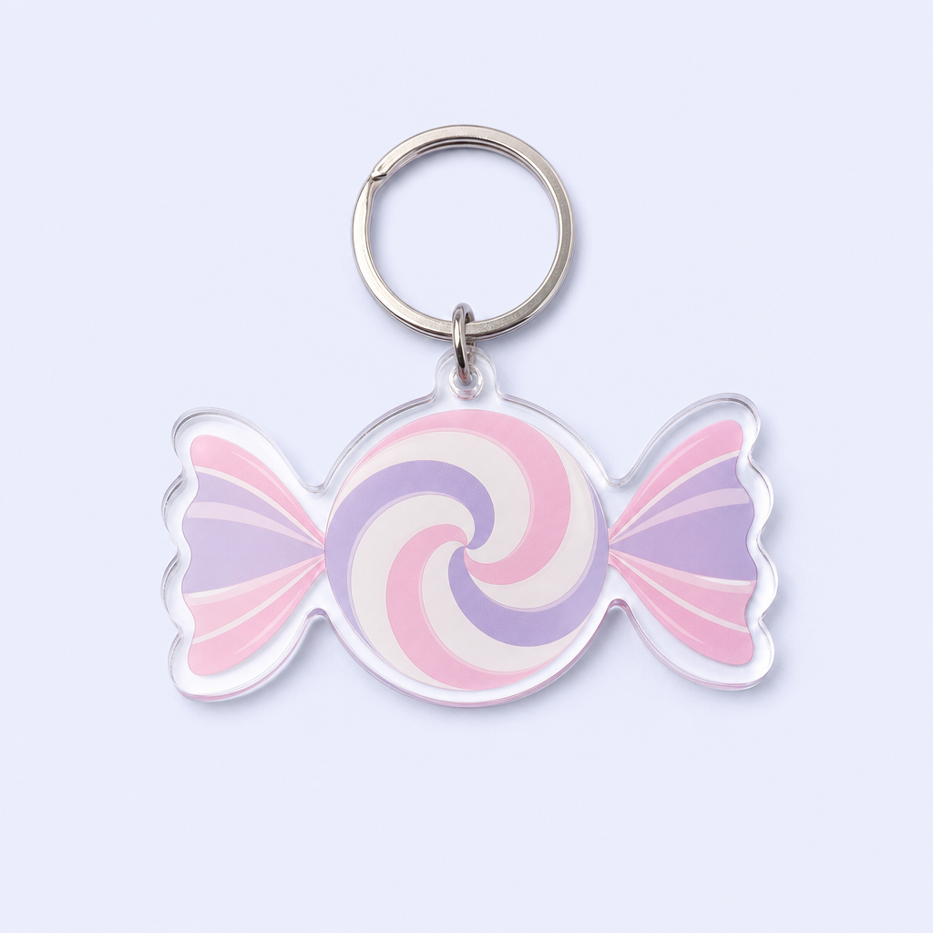 STANDARD GIFTS Custom Flat Acrylic Candy Keychain - Lightweight Printed Sweet Charm Keyring
