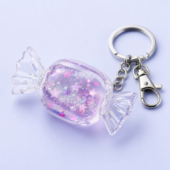 Custom Transparent Liquid Quicksand Candy Keychain - Aesthetic Acrylic Bag Charm - STANDARD GIFTS