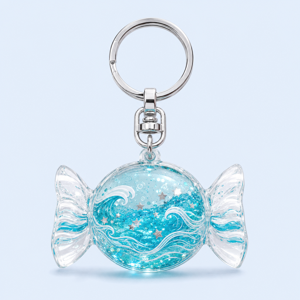 Custom Transparent Liquid Quicksand Candy Keychain - Aesthetic Acrylic Bag Charm - STANDARD GIFTS