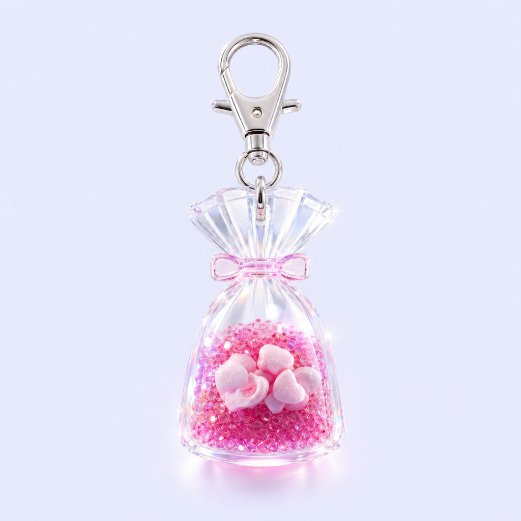 STANDARD GIFTS Custom Candy Wrapper Keychain Cute Clear Acrylic Pouch Shaker Charm for Bag Hanging Wedding Party Favors Low MOQ
