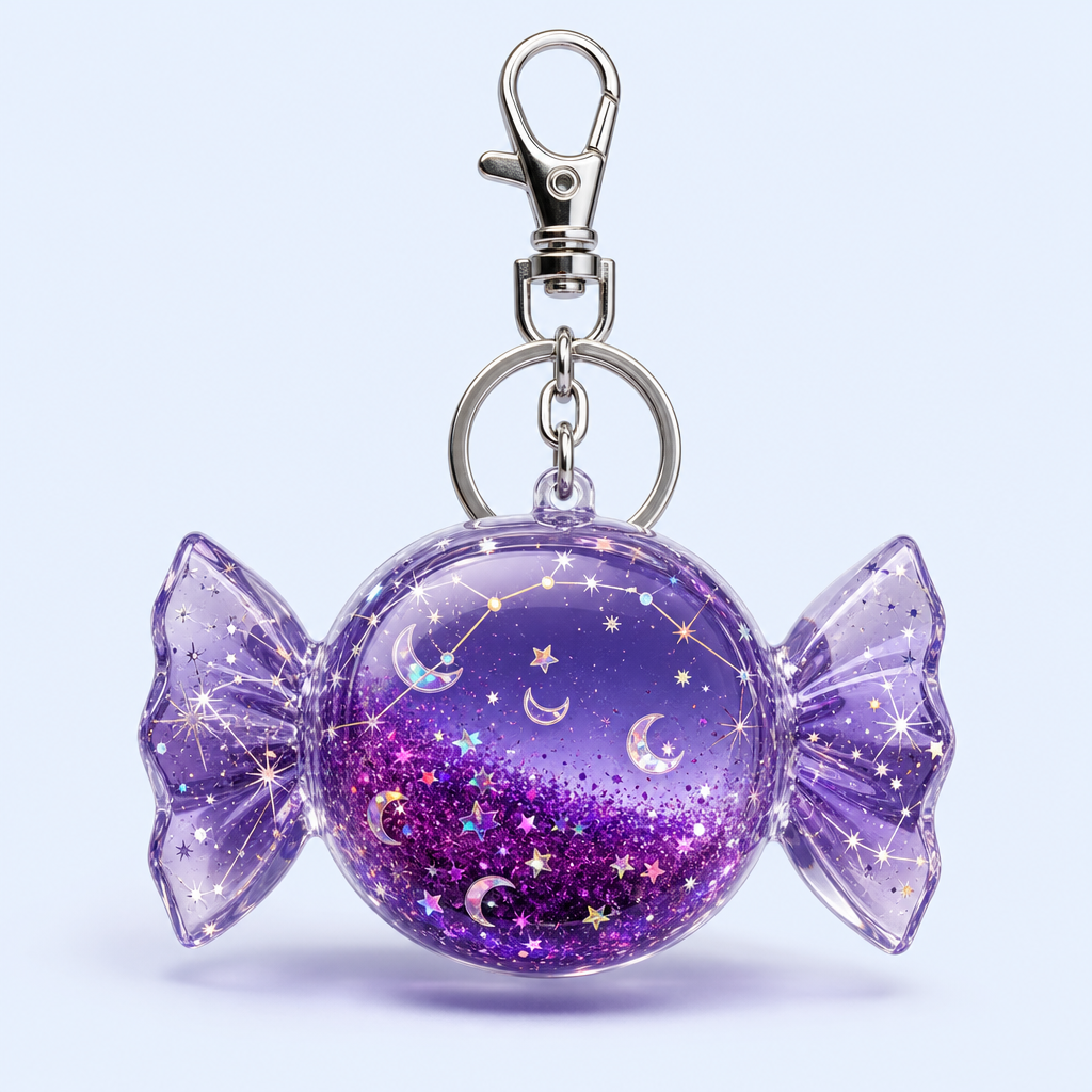 Custom Transparent Liquid Quicksand Candy Keychain - Aesthetic Acrylic Bag Charm - STANDARD GIFTS