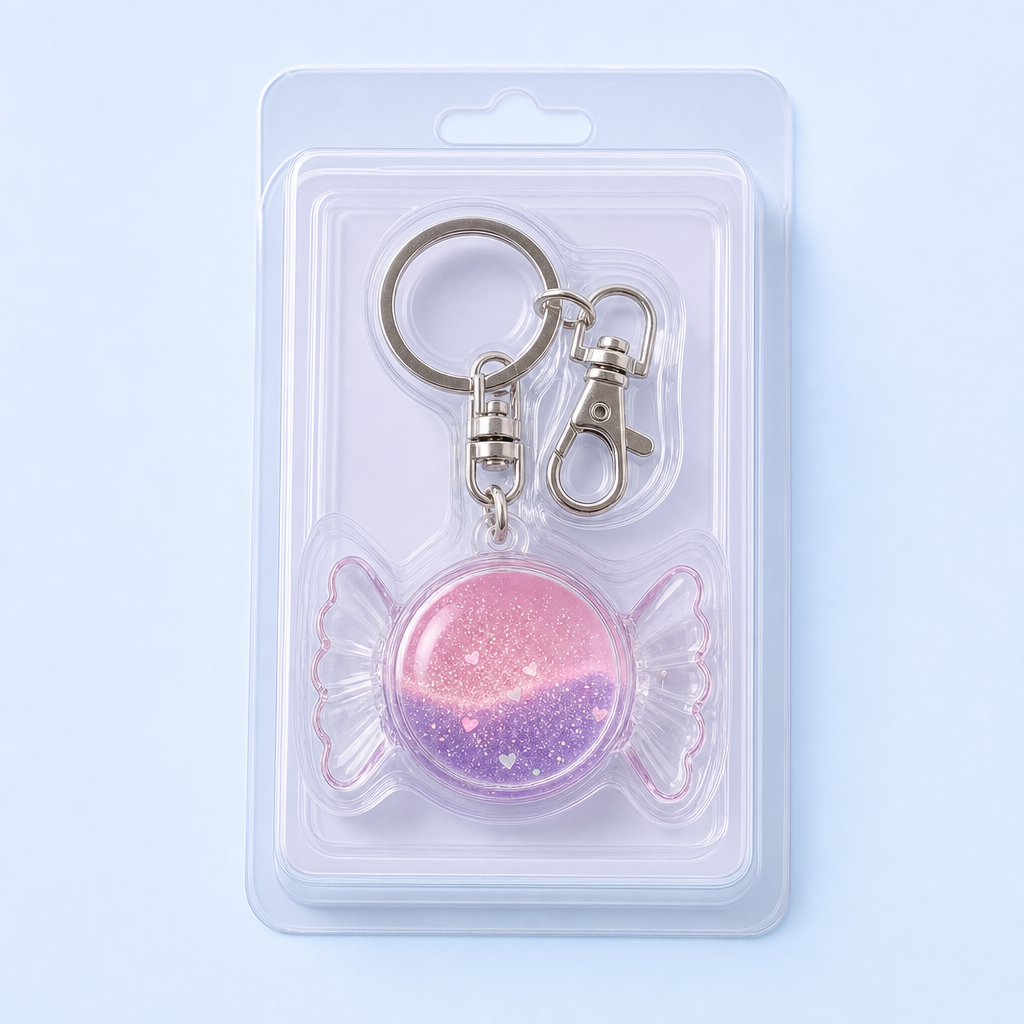 Custom Transparent Liquid Quicksand Candy Keychain - Aesthetic Acrylic Bag Charm - STANDARD GIFTS