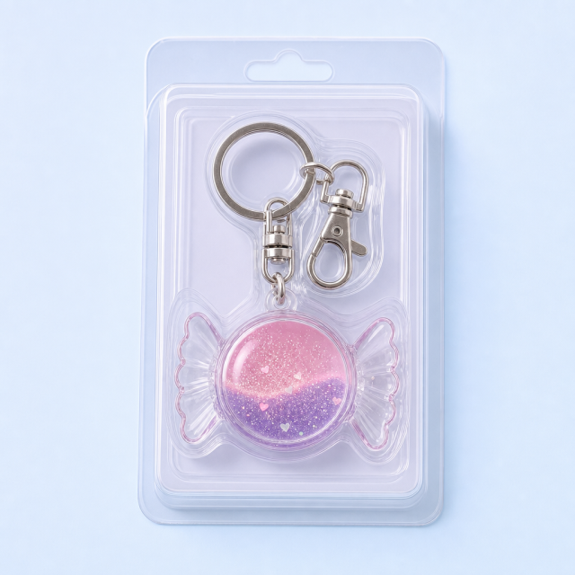 Custom Transparent Liquid Quicksand Candy Keychain - Aesthetic Acrylic Bag Charm - STANDARD GIFTS