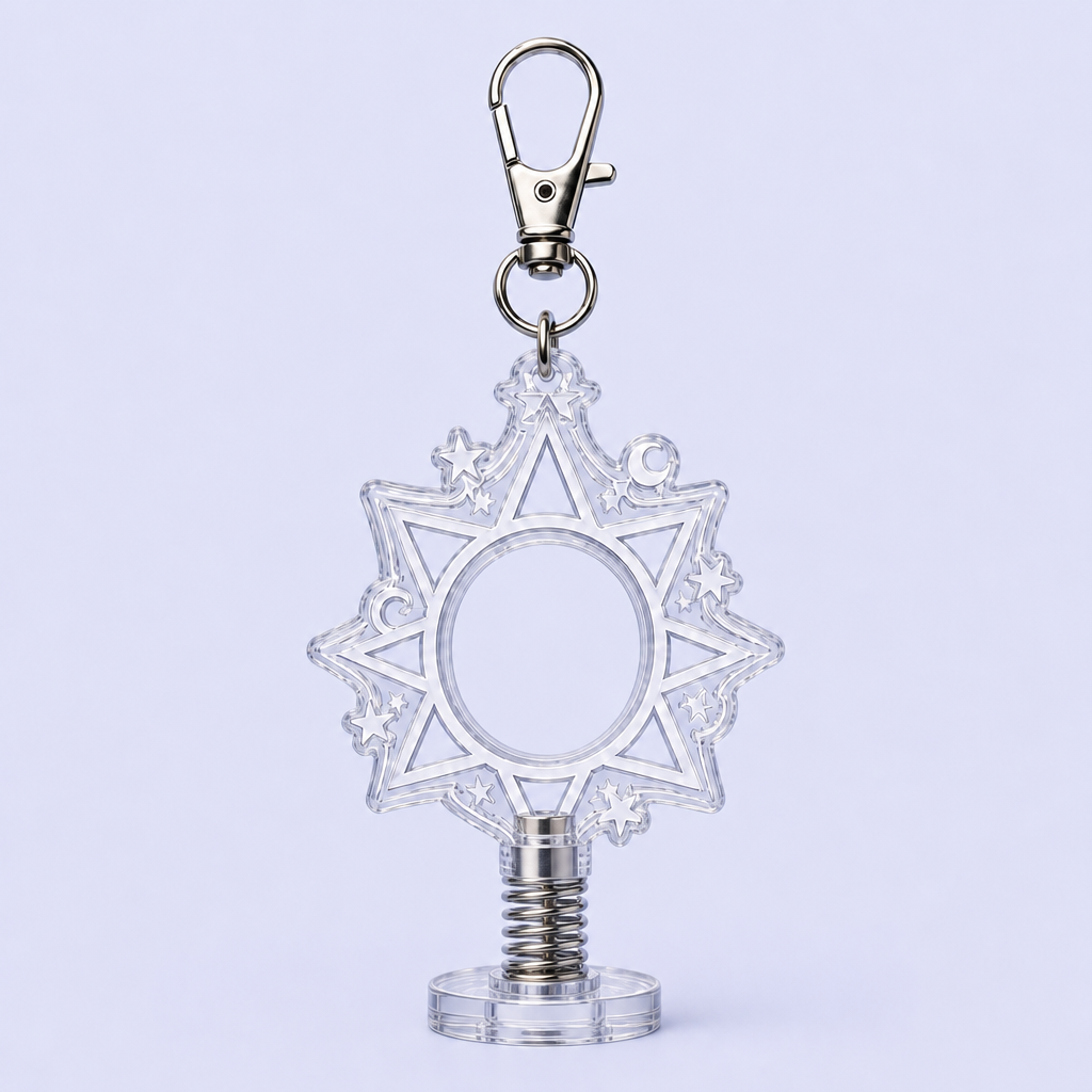 Custom Hollow Filigree Acrylic Spring Bobblehead Keychain - Interactive Desktop & Bag Charm - STANDARD GIFTS