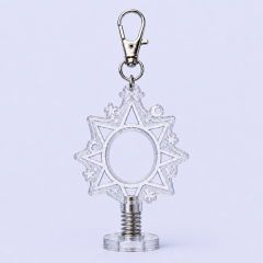 Custom Hollow Filigree Acrylic Spring Bobblehead Keychain - Interactive Desktop & Bag Charm - STANDARD GIFTS