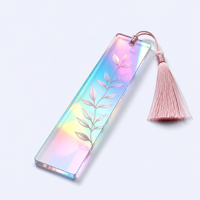 Custom Mirror Holographic Acrylic Bookmark with Silk Tassel - STANDARD GIFTS