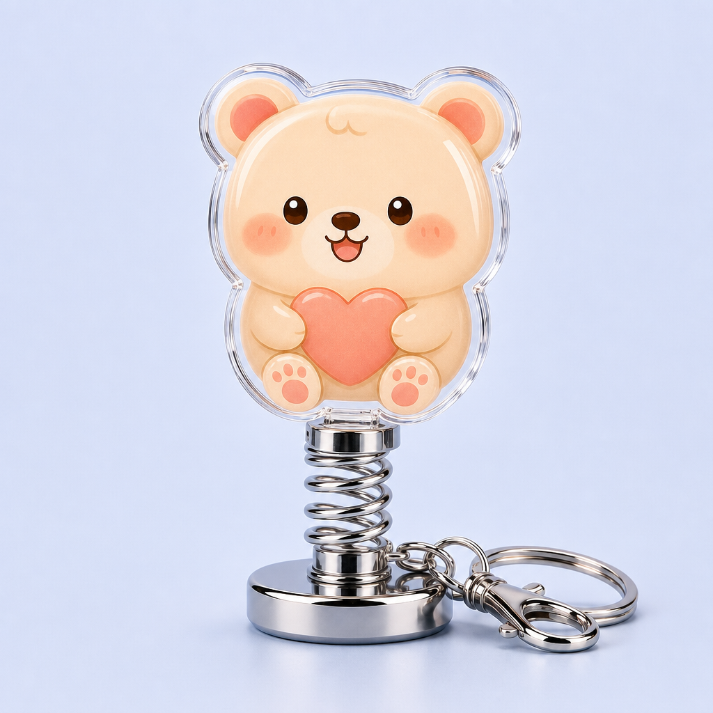 Custom Cute Animal Spring Bobblehead Keychain - Tactile Kinetic Desk Charm