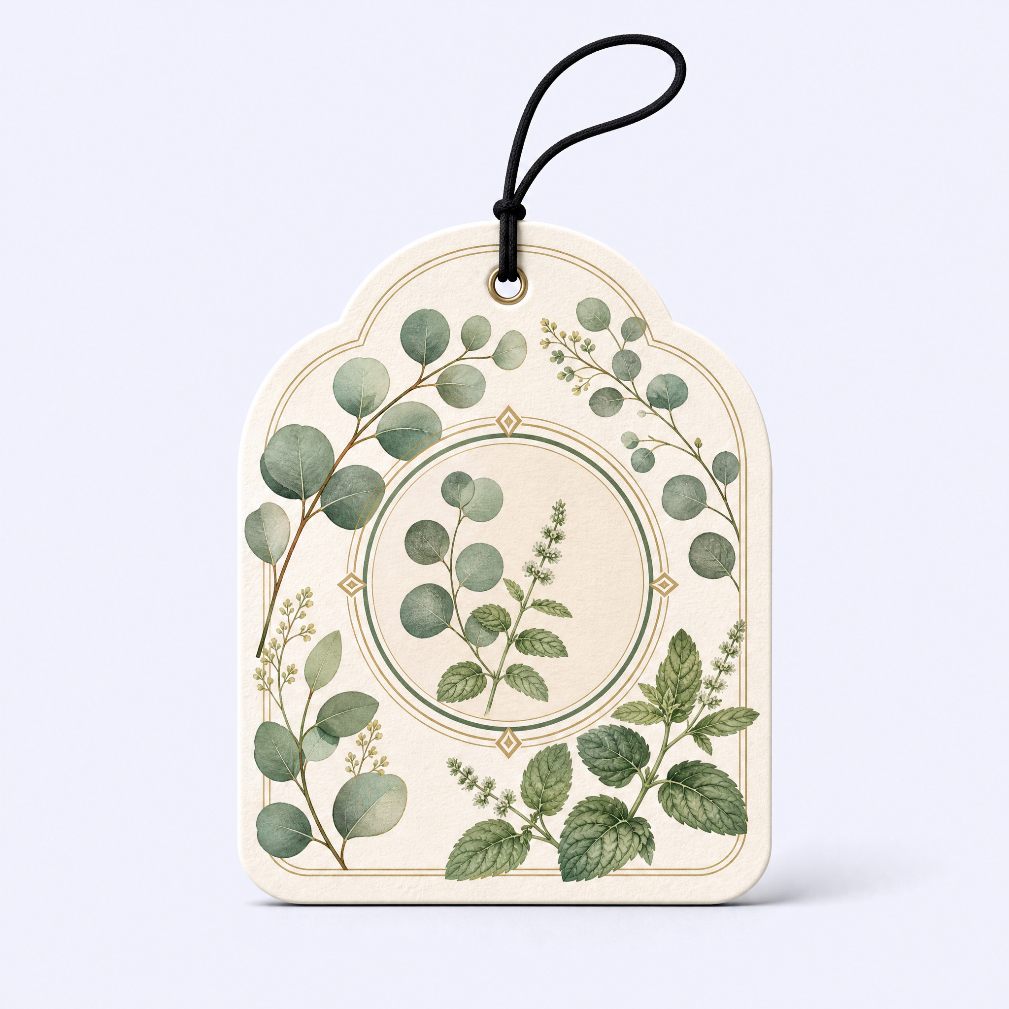 Custom Botanical Herbal Car Air Freshener Wholesale · Arched Cotton Paper Scent Diffuser Hang Tag Manufacturer