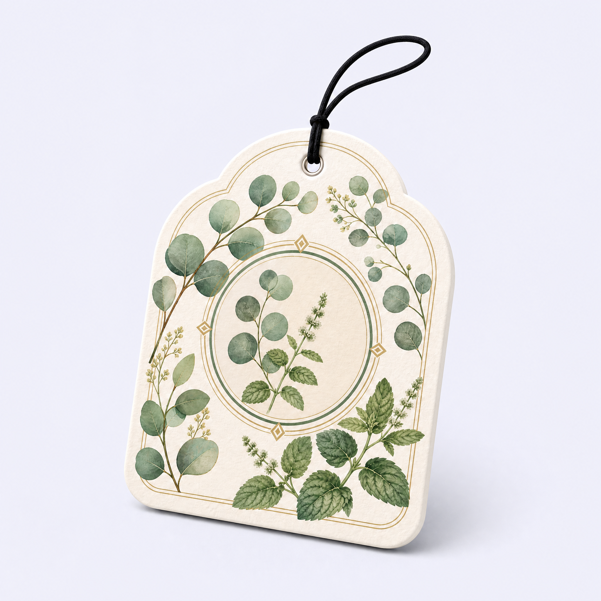 Custom Botanical Herbal Car Air Freshener Wholesale · Arched Cotton Paper Scent Diffuser Hang Tag Manufacturer
