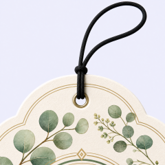 Custom Botanical Herbal Car Air Freshener Wholesale · Arched Cotton Paper Scent Diffuser Hang Tag Manufacturer