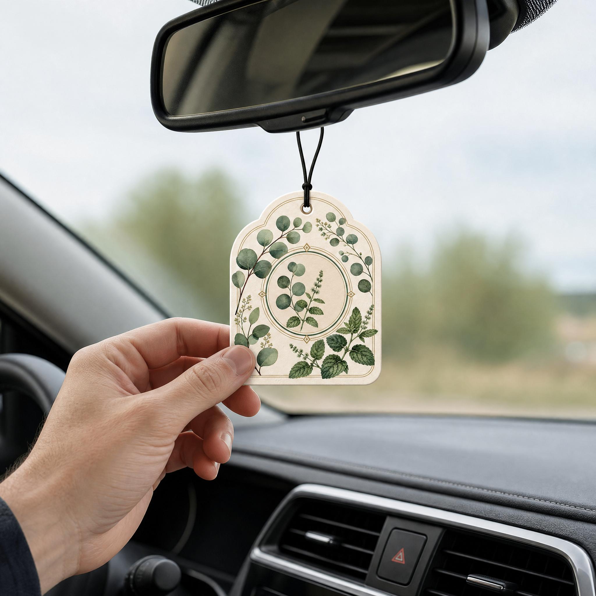 Custom Botanical Herbal Car Air Freshener Wholesale · Arched Cotton Paper Scent Diffuser Hang Tag Manufacturer