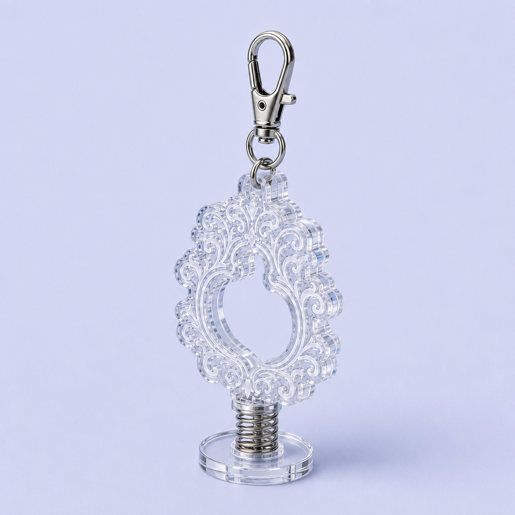 Custom Hollow Filigree Acrylic Spring Bobblehead Keychain - Interactive Desktop & Bag Charm - STANDARD GIFTS