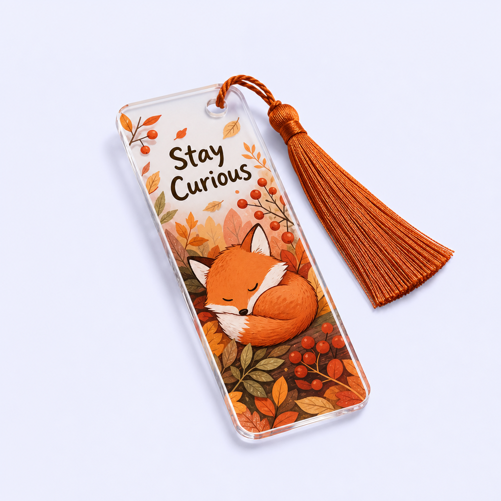 Custom Cartoon Illustration Acrylic Bookmarks with Silky Tassels
