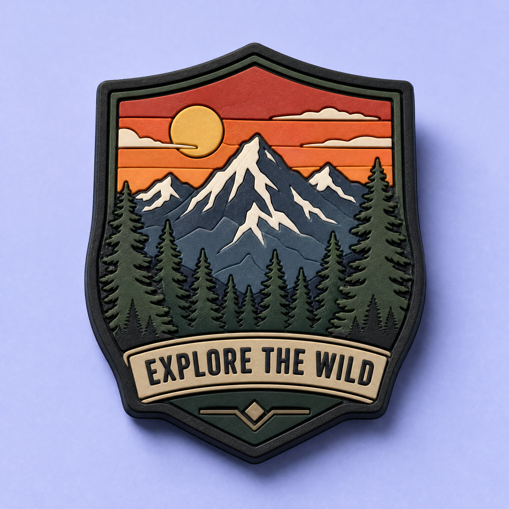 Custom 3D Soft PVC Adventure Shield Magnets · National Park Badge, Mountain Hiking & Camping Souvenir Rubber Magnets Wholesale