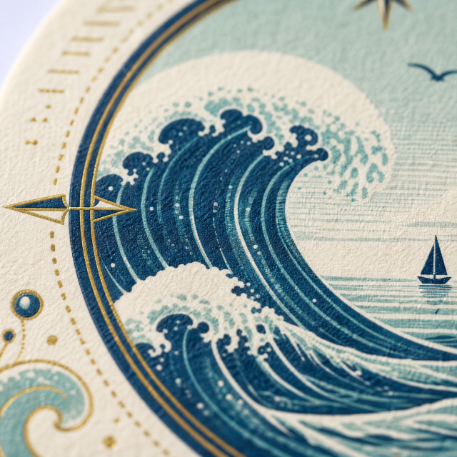 Custom Nautical Ocean Wave & Compass Car Air Freshener Wholesale · Arched Paper Scent Diffuser Hang Tag Manufacturer
