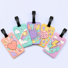 Custom 3D Soft PVC Pastel Memphis Luggage Tags · Macaron Geometric & Holiday Landscape Travel Bag Identifiers Wholesale