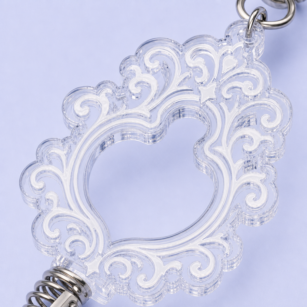 Custom Hollow Filigree Acrylic Spring Bobblehead Keychain - Interactive Desktop & Bag Charm - STANDARD GIFTS