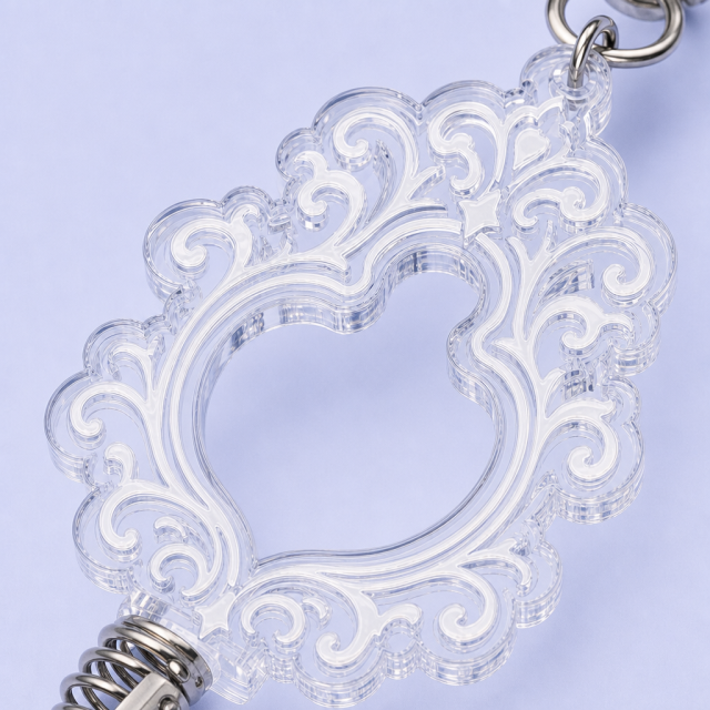 Custom Hollow Filigree Acrylic Spring Bobblehead Keychain - Interactive Desktop & Bag Charm - STANDARD GIFTS