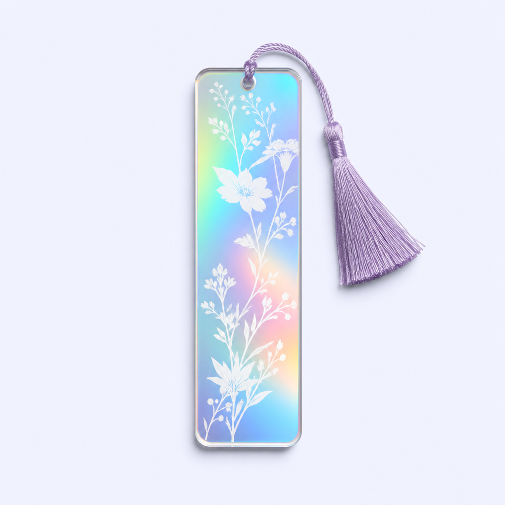 Custom Mirror Holographic Acrylic Bookmark with Silk Tassel - STANDARD GIFTS