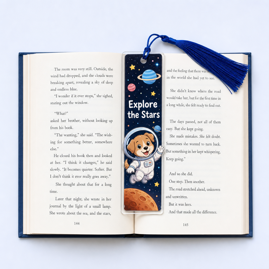 Custom Cartoon Illustration Acrylic Bookmarks with Silky Tassels