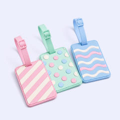 Custom 3D Soft PVC Sweet Kawaii Luggage Tags · Pastel Candy Stripe, Daisy & Rainbow Suitcase Identifiers Wholesale
