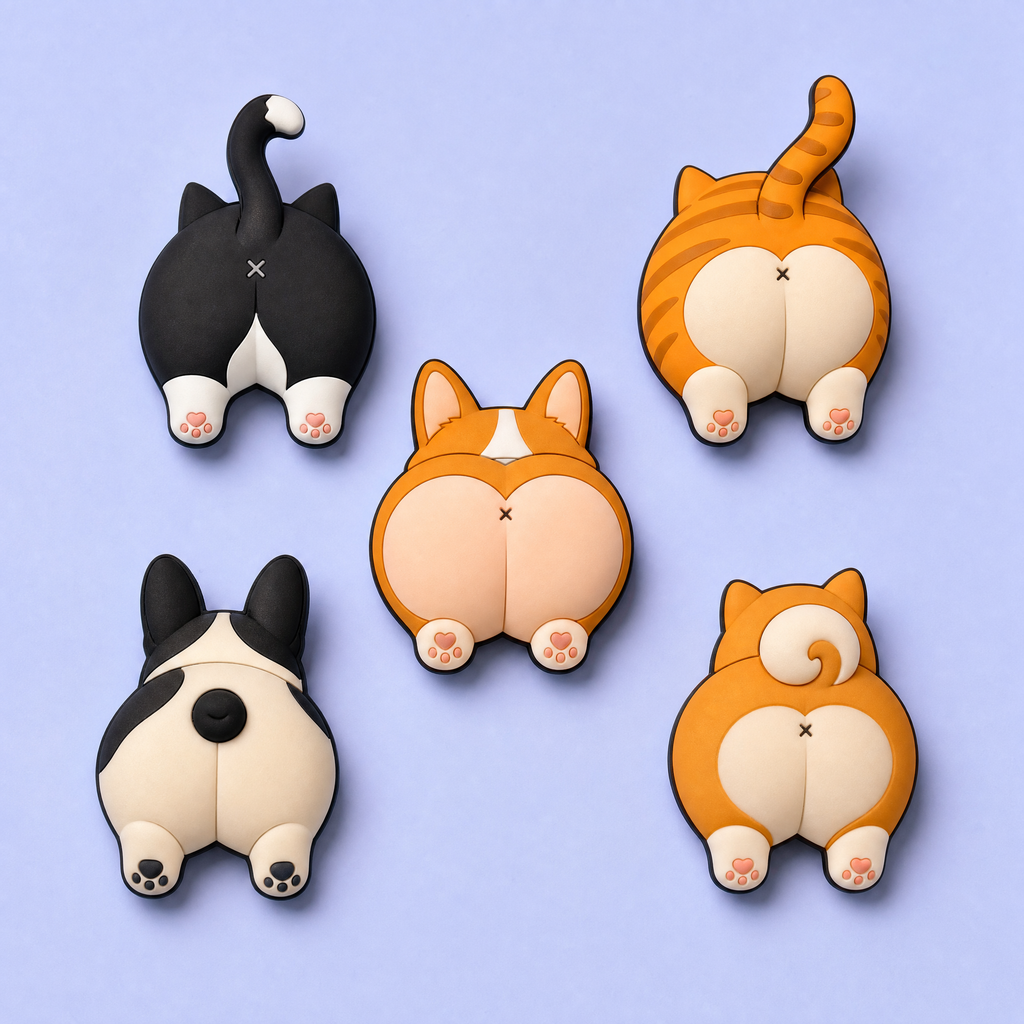 Custom 3D Soft PVC Cute Pet Butt Magnets · Fluffy Corgi Peach Bum, Shiba Inu & Dog Cat Paw Rubber Fridge Magnets Wholesale