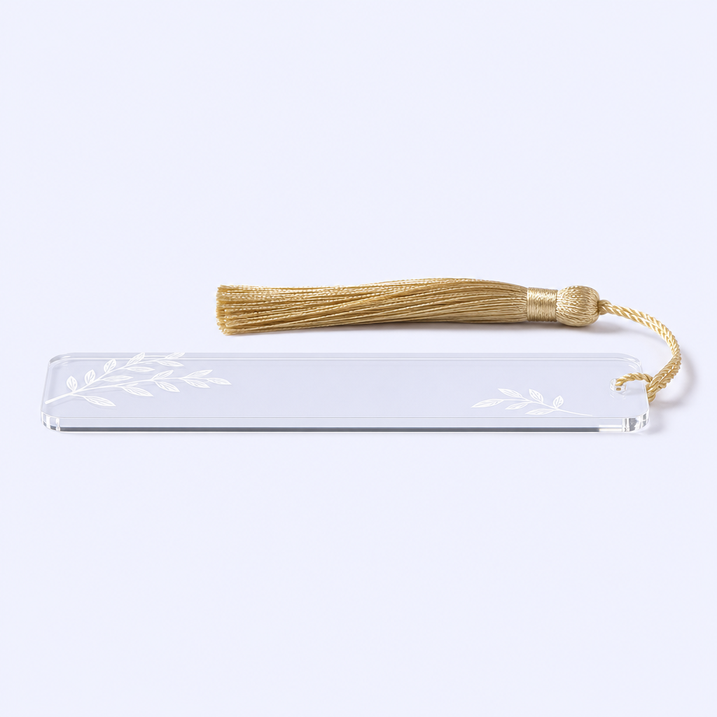 STANDARD GIFTS Custom Clear Acrylic Bookmark with Tassel - Aesthetic Floral Rectangular Book Page Marker for Book Lovers