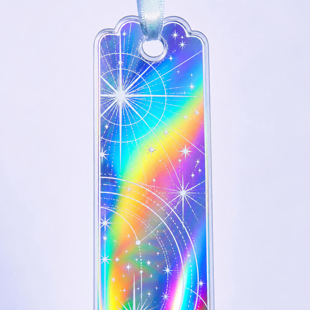 Custom Mirror Holographic Acrylic Bookmark with Silk Tassel - STANDARD GIFTS