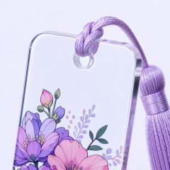 Custom Cartoon Illustration Acrylic Bookmarks with Silky Tassels