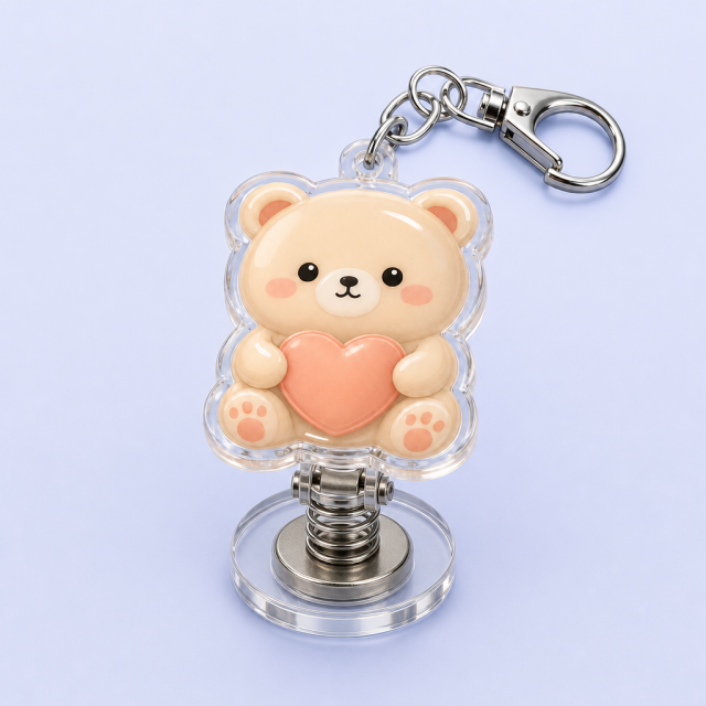 Custom Cute Animal Spring Bobblehead Keychain - Tactile Kinetic Desk Charm