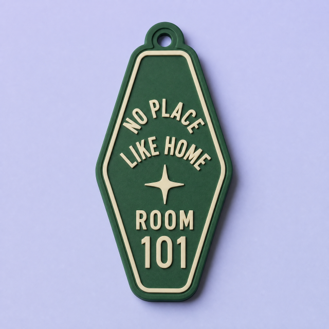 Custom 3D Soft PVC Vintage Motel Key Tag Magnets · Mid-Century Diamond Badge & Road Trip Souvenir Rubber Fridge Magnets Wholesale
