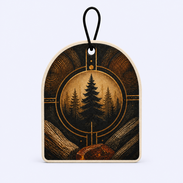 Custom Alpine Pine Forest Car Air Freshener Wholesale · Arched Woodgrain Cedarwood Scent Diffuser Hang Tag Manufacturer