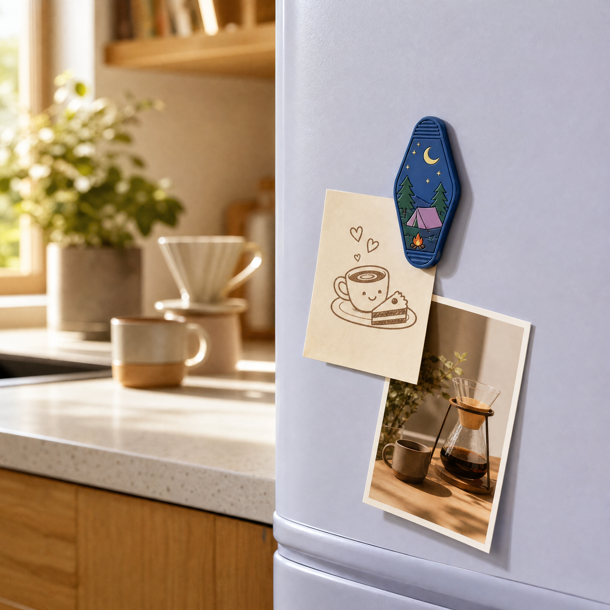 Custom 3D Soft PVC Vintage Motel Key Tag Magnets · Mid-Century Diamond Badge & Road Trip Souvenir Rubber Fridge Magnets Wholesale