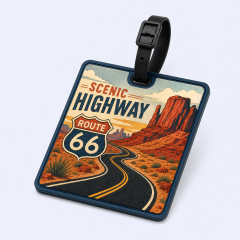 Custom 3D Soft PVC Route 66 Luggage Tags · American Scenic Highway & Desert Canyon Suitcase Identifiers Wholesale