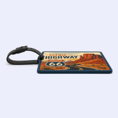 Custom 3D Soft PVC Route 66 Luggage Tags · American Scenic Highway & Desert Canyon Suitcase Identifiers Wholesale