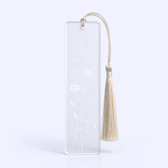 STANDARD GIFTS Custom Clear Acrylic Bookmark with Tassel - Aesthetic Floral Rectangular Book Page Marker for Book Lovers