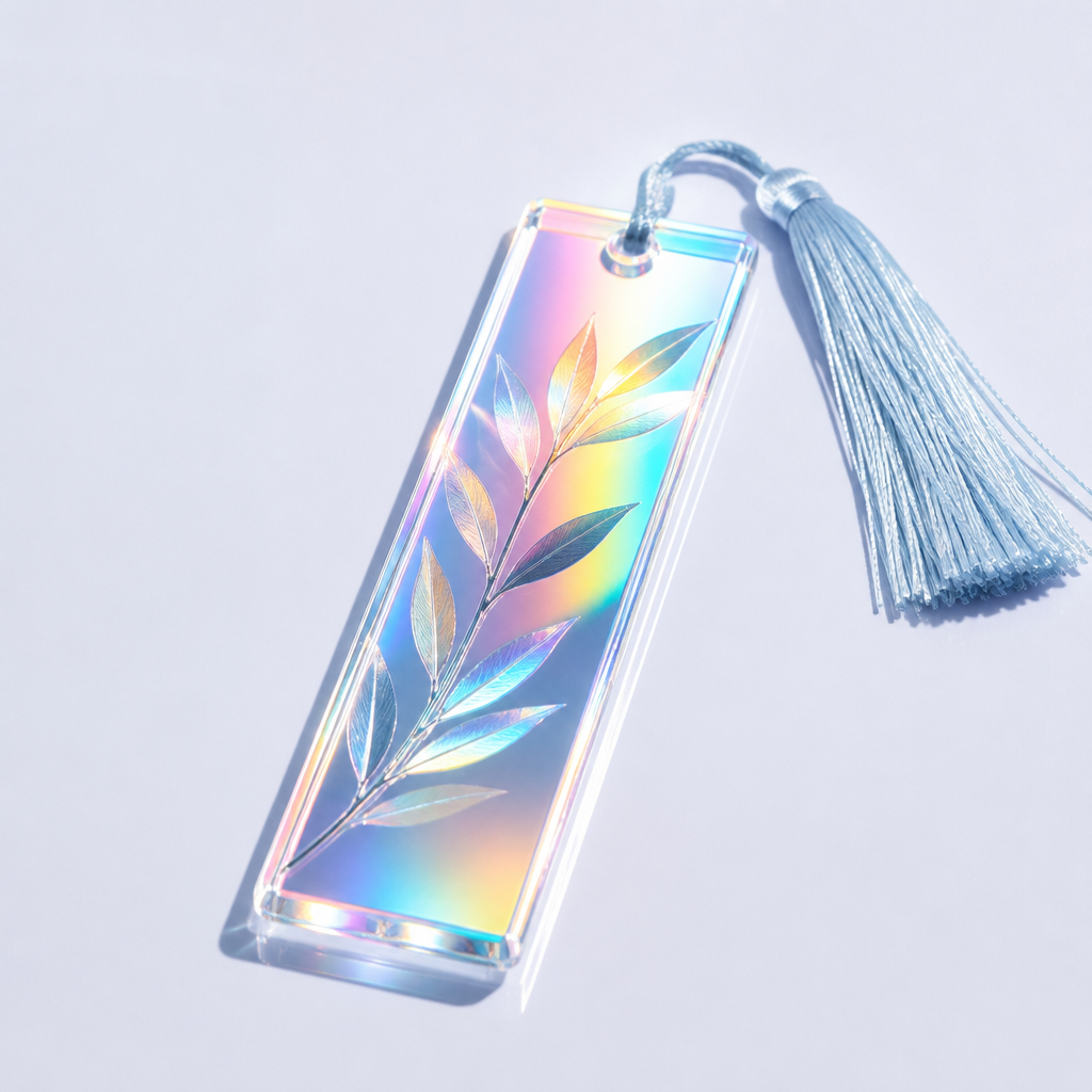 Custom Mirror Holographic Acrylic Bookmark with Silk Tassel - STANDARD GIFTS