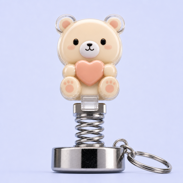 Custom Cute Animal Spring Bobblehead Keychain - Tactile Kinetic Desk Charm