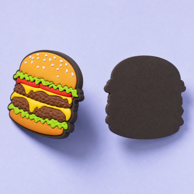 Custom 3D Soft PVC Fast Food Fridge Magnets · Double Cheeseburger, Fries & Pizza Rubber Refrigerator Magnets Wholesale