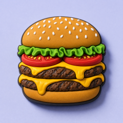 Custom 3D Soft PVC Fast Food Fridge Magnets · Double Cheeseburger, Fries & Pizza Rubber Refrigerator Magnets Wholesale